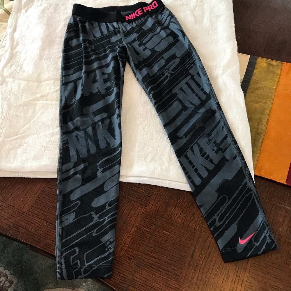 Nike Pro kids running pants size small color gray